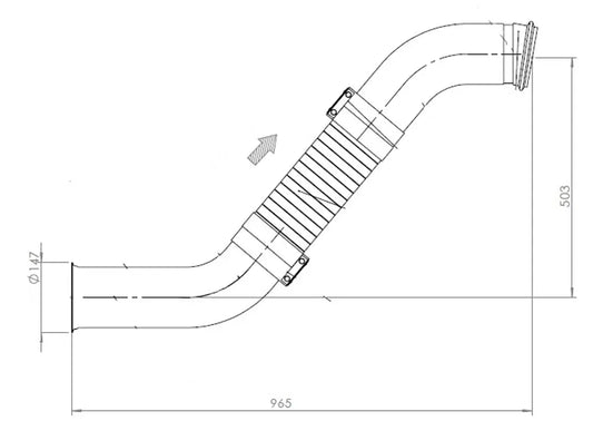 Tubo di scarico con flessibile, D2S+ per DAF, E-line - 22230