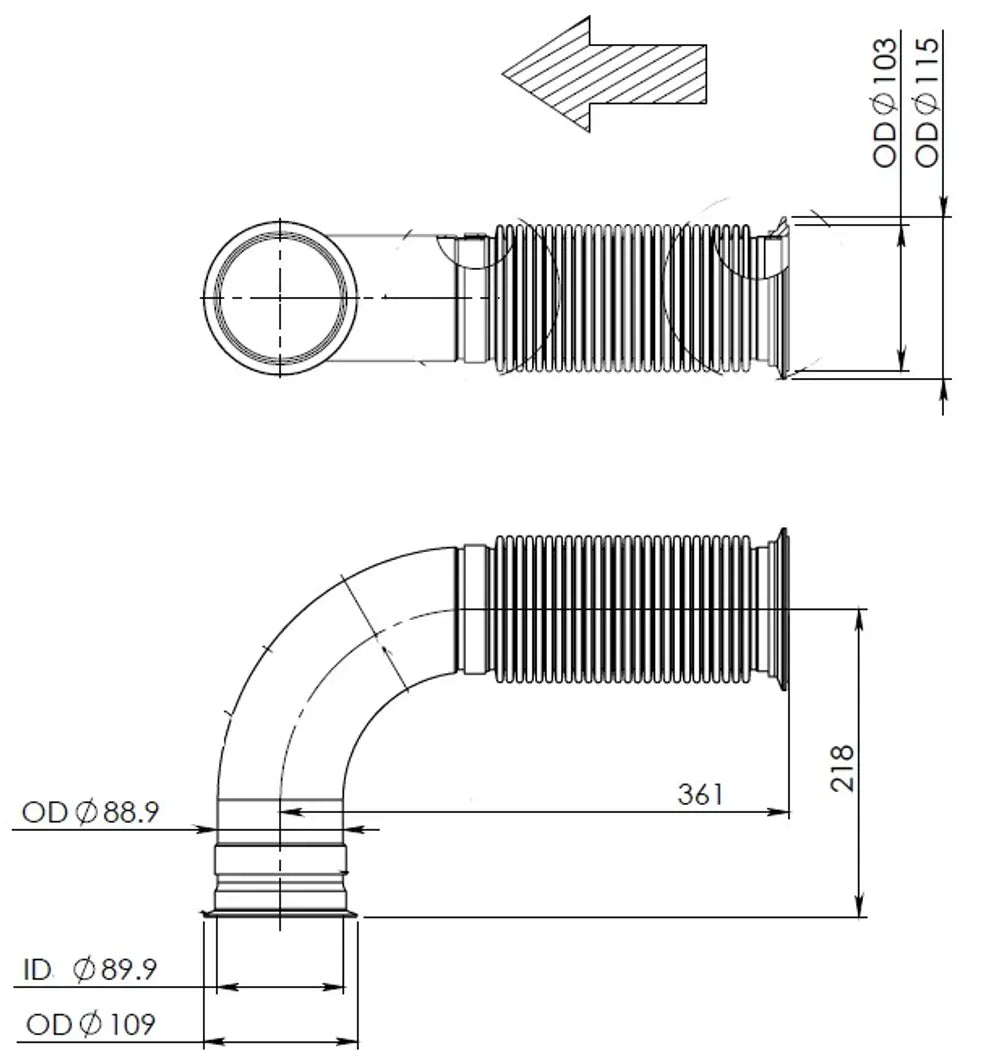 Tubo di scarico con soffietto per DAF - 22284