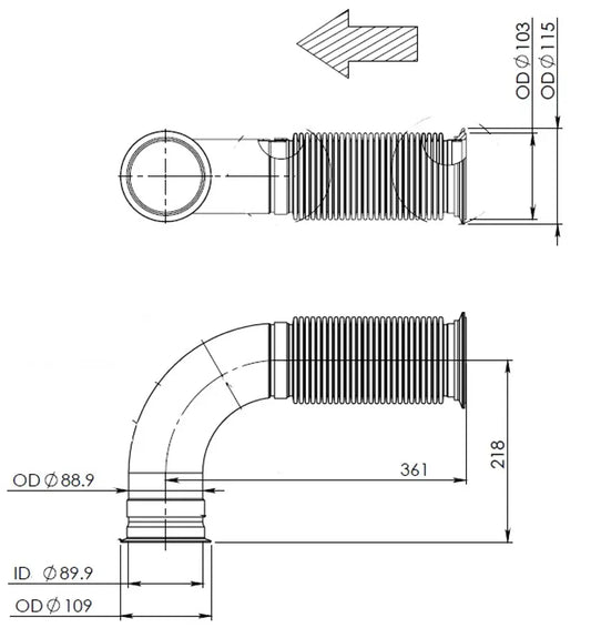 Tubo di scarico con soffietto per DAF - 22284