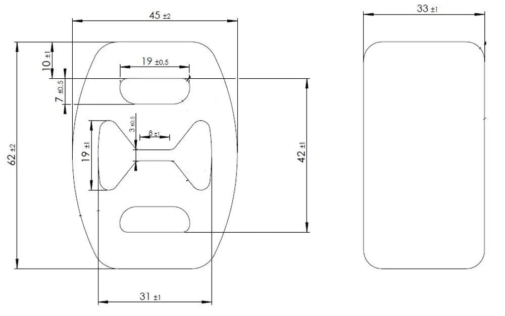 Supporto in gomma per Iveco, L=33, W=45, H=62, Gomma - 28901