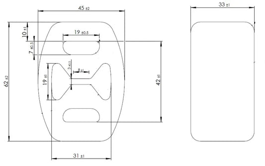 Supporto in gomma per Iveco, L=33, W=45, H=62, Gomma - 28901