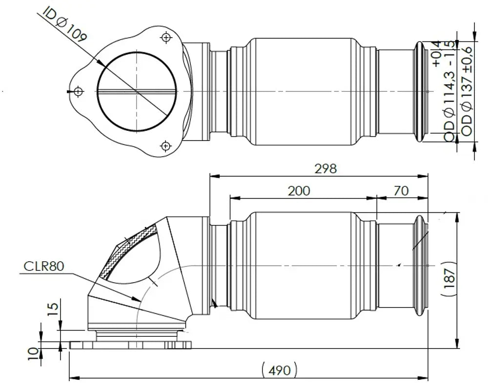 Tubo di scarico con soffietto per DAF - 2AE008