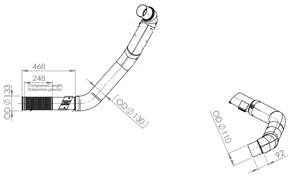 Tubo di scarico coibentato con flessibile, D2S+ per Iveco - 2KA000
