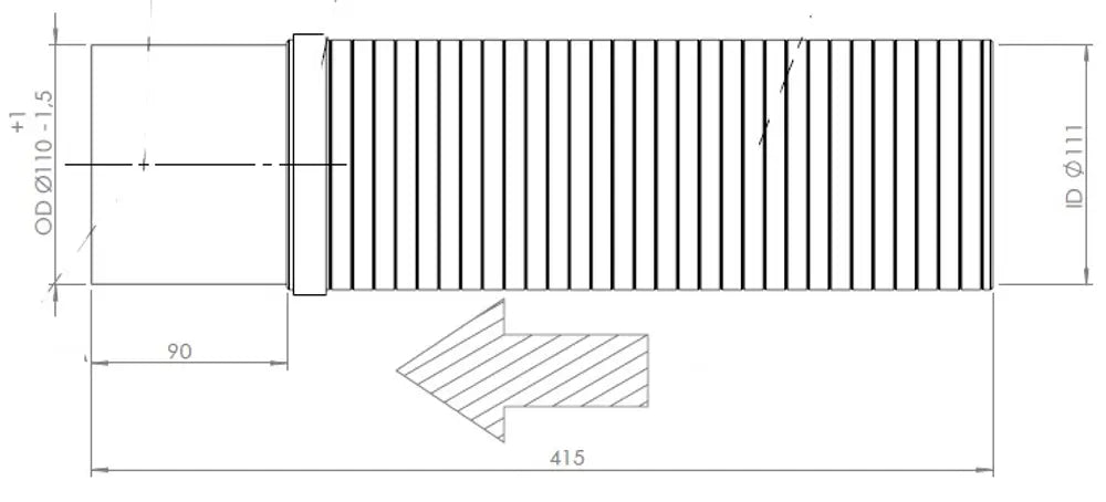 Flessibile di scarico, D2S per MAN, E-line, OD/ID=110/111 L=415, ALU/INOX - 47271
