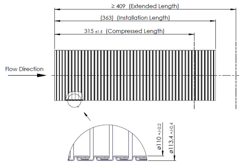 Flessibile di scarico, D2S+, ZINC, E-line - 48241
