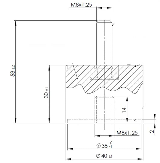 Supporto in gomma per MAN, Ø=40 / L=53, M8, ZINC - 49907