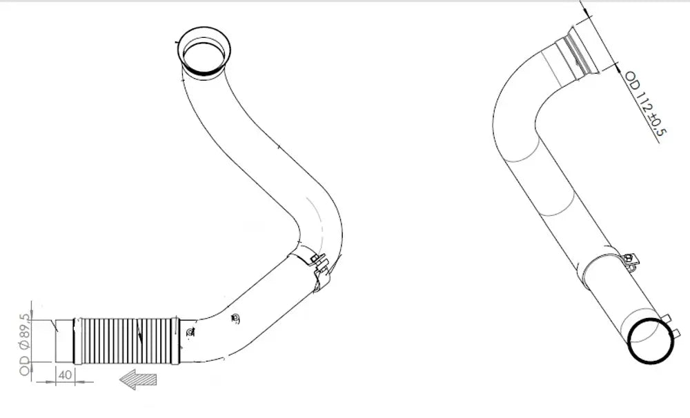Tubo di scarico con flessibile, D2S per Mercedes - 53104