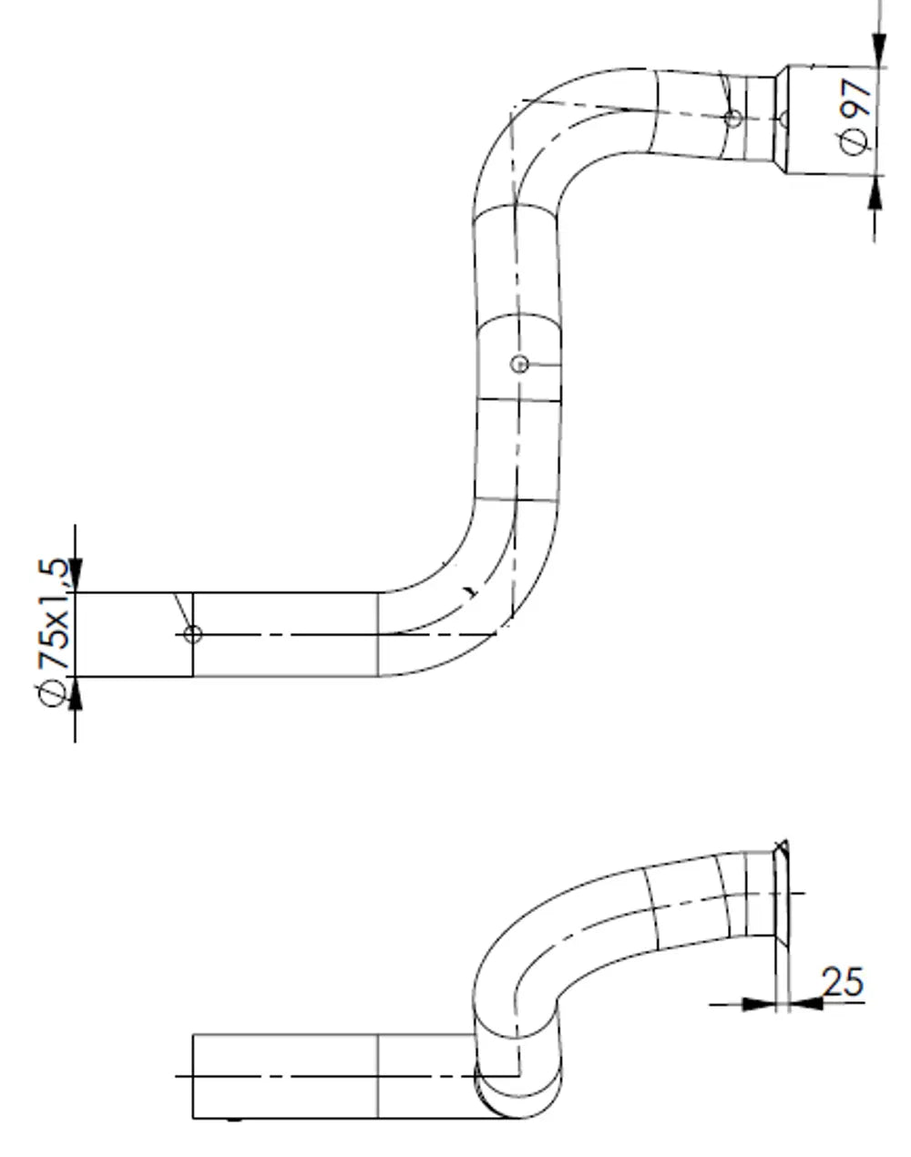Tubo di scarico per Mercedes, E-line - 54225
