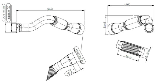 Tubo di scarico con soffietto per Mercedes - 5AA047