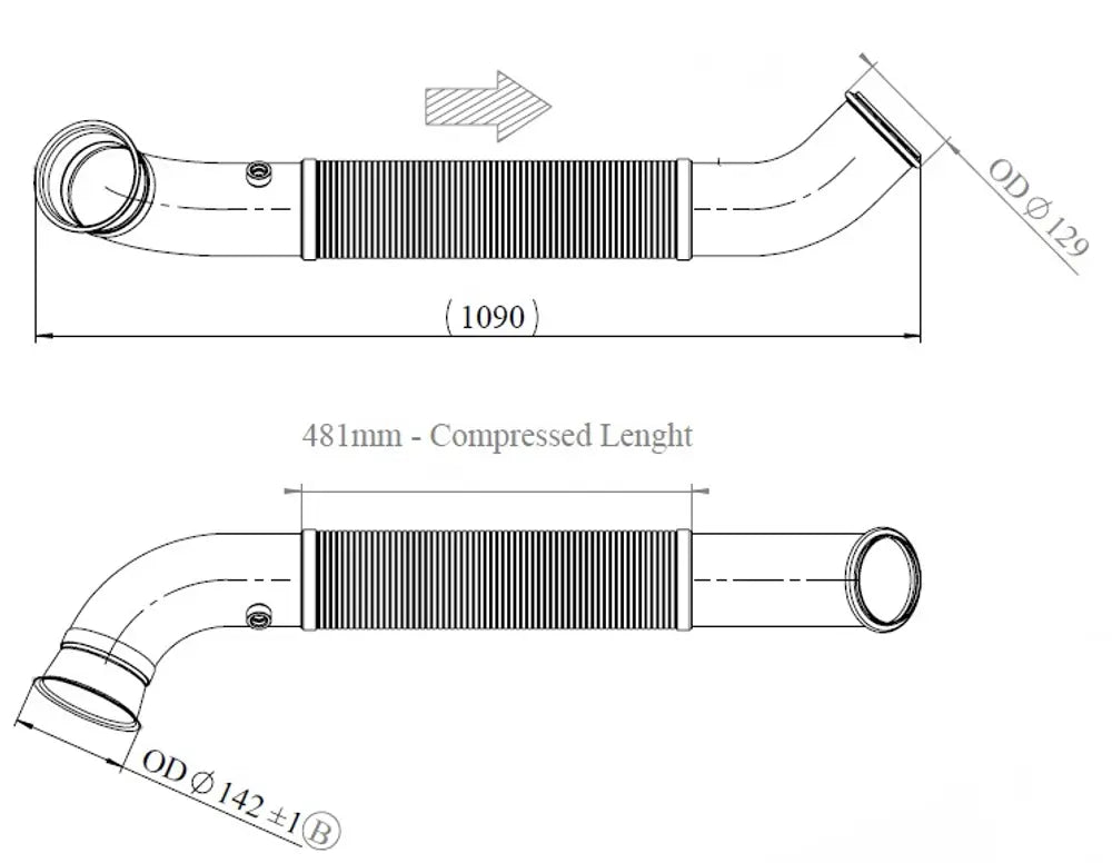 Tubo di scarico con flessibile, D2S+ per Scania - 68505