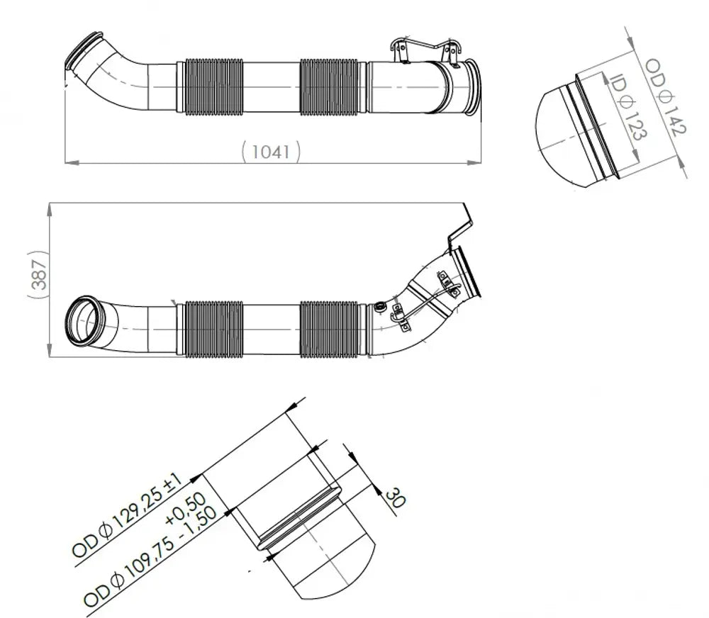 Tubo di scarico con Soffietti per Scania - 6LE001