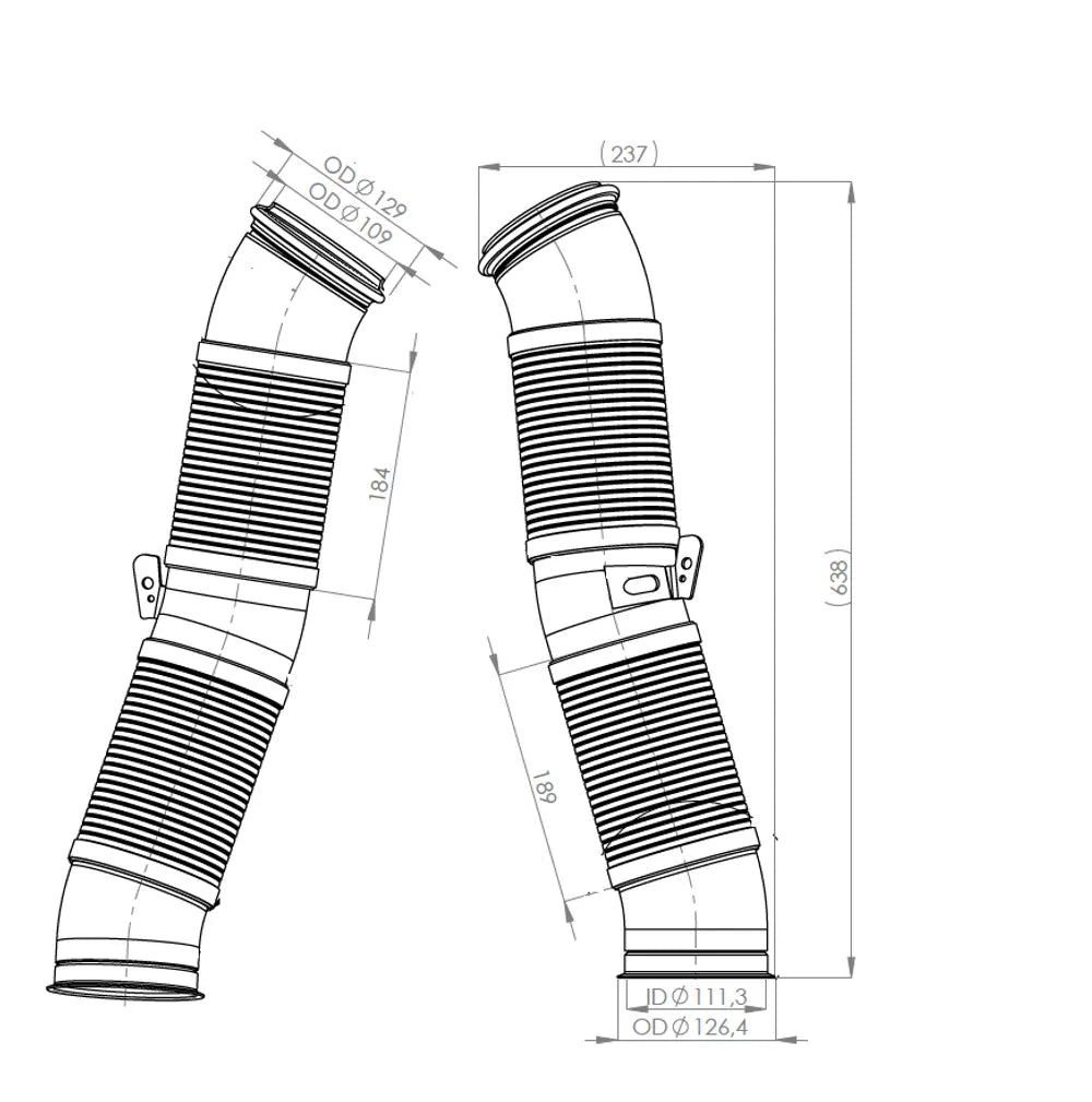 Tubo di scarico con flessibile, D2S+ per Scania - 6LA004