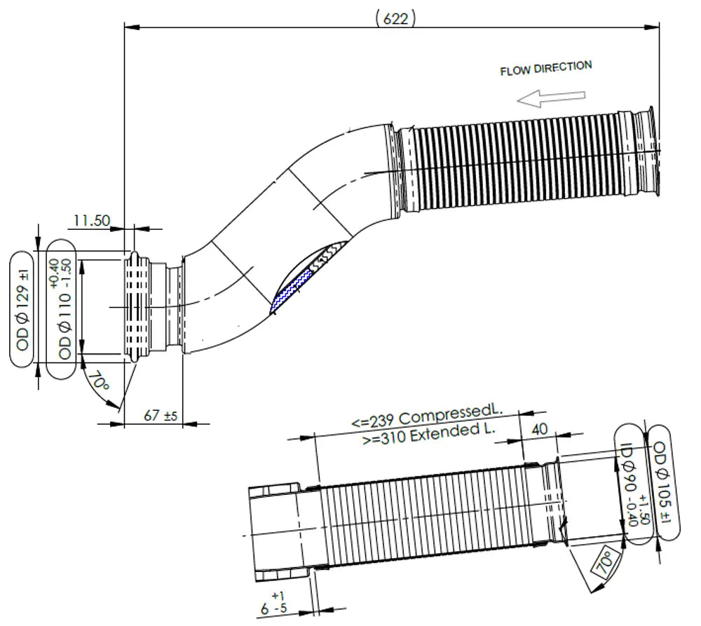 Tubo con flessibile per Scania - 6LA036