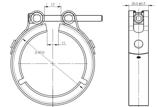 Fascetta a V Heavy Duty per VW, Ø=80 / L=20, INOX - 74809