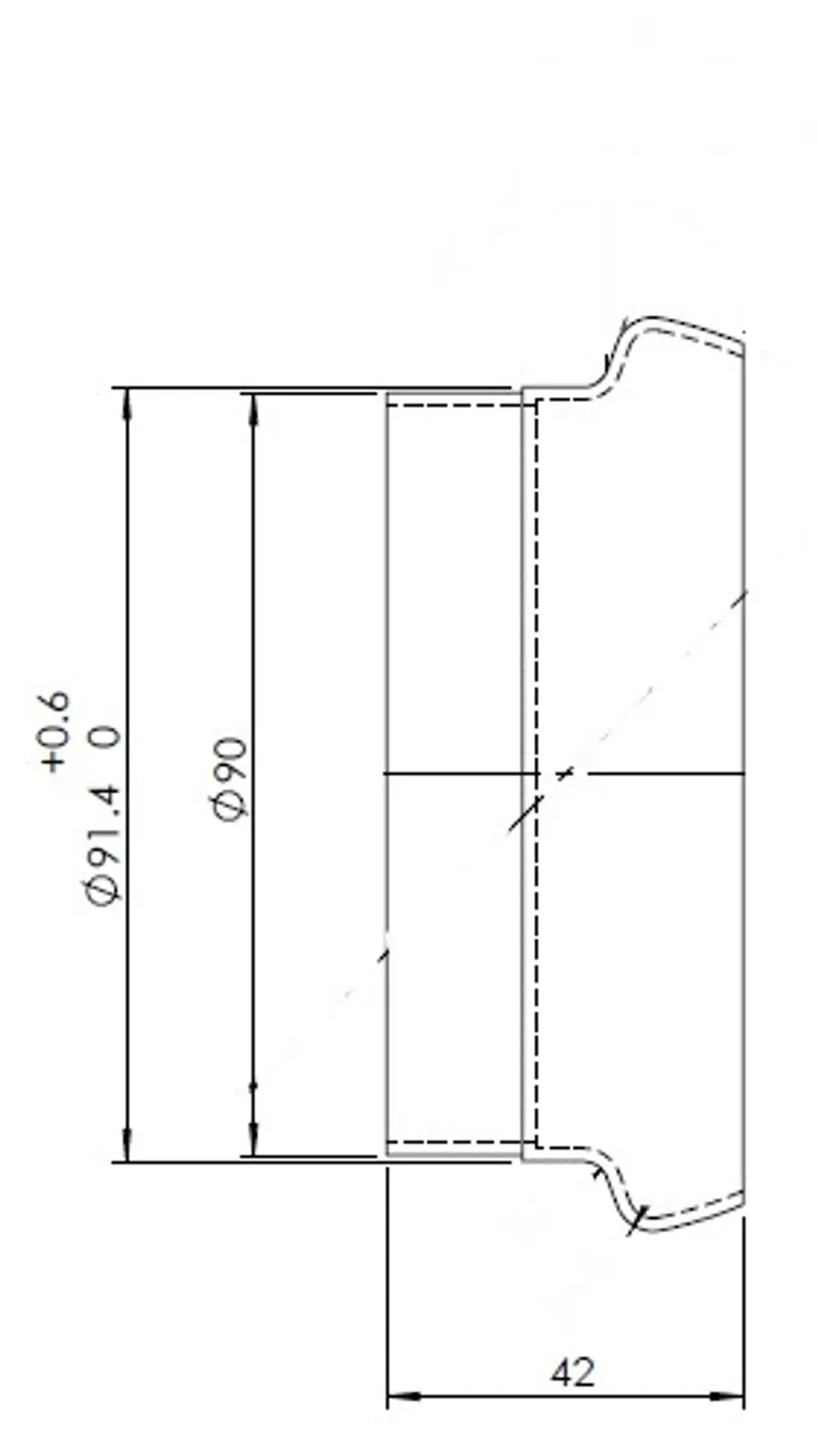 Raccordo tubo maschio per stile Mercedes, Ø=90 / L=42 mm, ALU - 78189