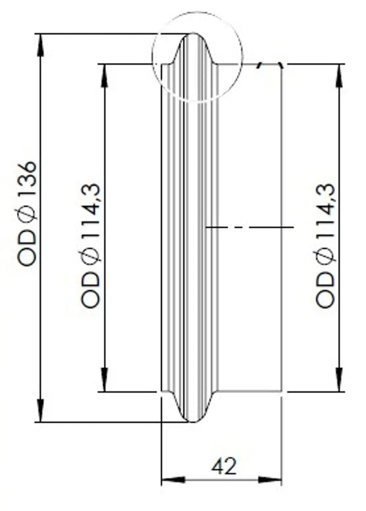 Raccordo tubo maschio per stile DAF, Ø=114.3 / L=42 mm, ALU - 78215