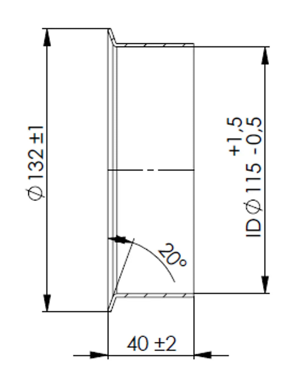 Raccordo tubo femmina per stile Volvo, Ø=115 / L=40 mm, ALU - 78218