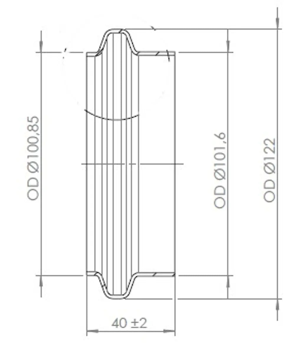 Raccordo tubo maschio per stile Volvo, Ø=101.6 / L=40 mm, INOX - 78223