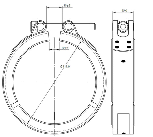 Fascetta a V Heavy Duty per Volvo, Ø=88.9 / L=25, INOX - 80807