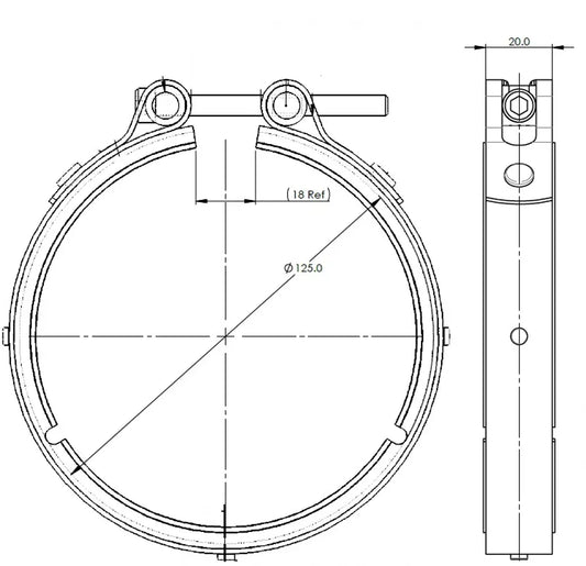 Fascetta a V Heavy Duty per Volvo, Ø=125 / H=20 mm, ALU - 80910