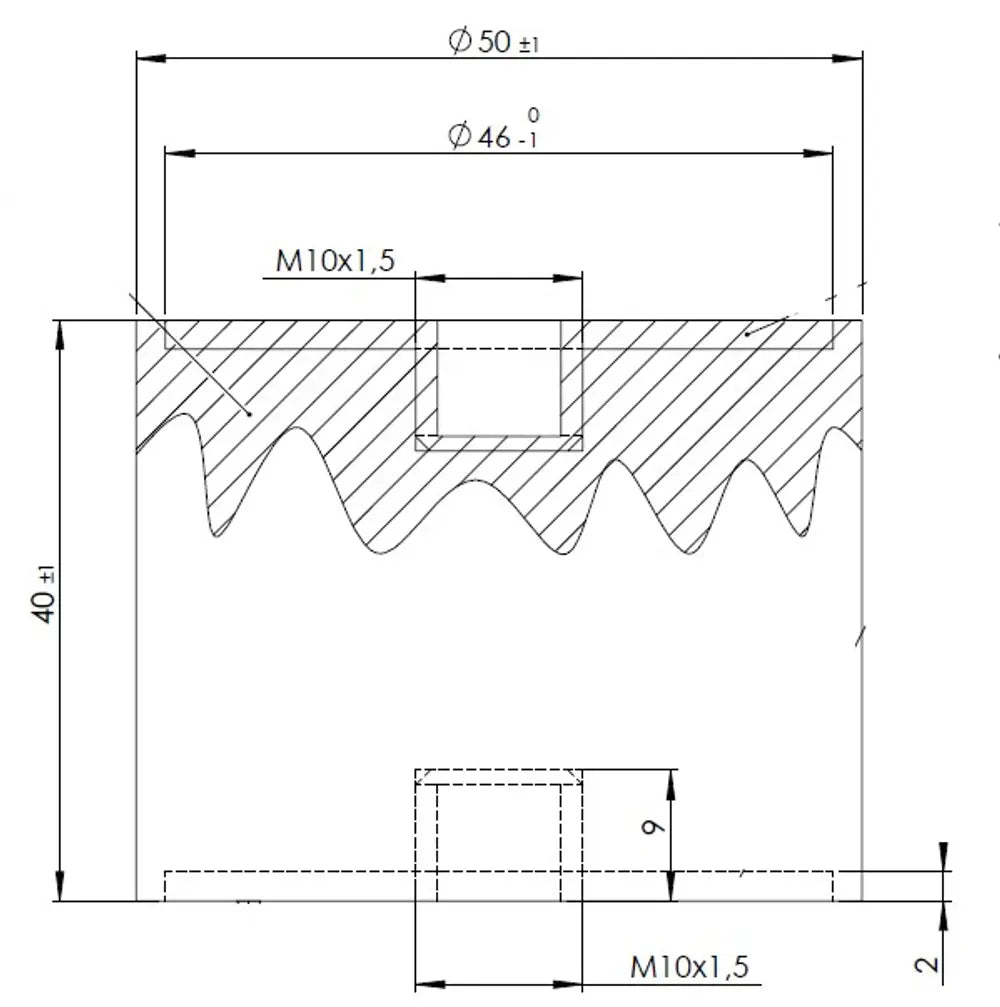 Supporto in gomma per Volvo, Ø=50 / L=40, M10, ZINC - 80951