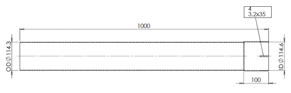 Tubo di prolunga, OD/ID=114.3/114.8 / L=1000, ALU - 93014