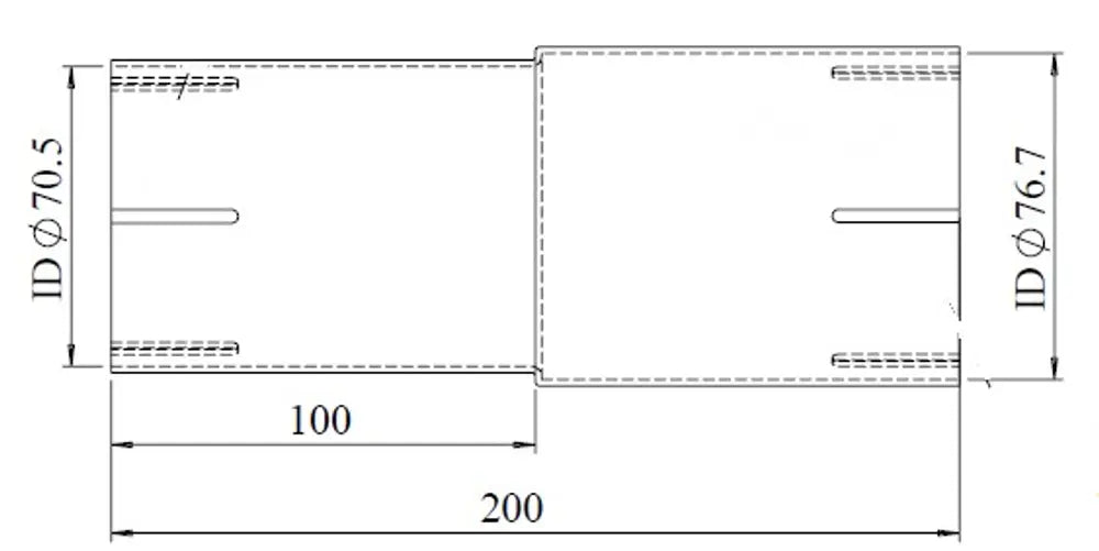 Adattatore per tubo ID/ID=70.5/76.7 L=200, ALU - 93770