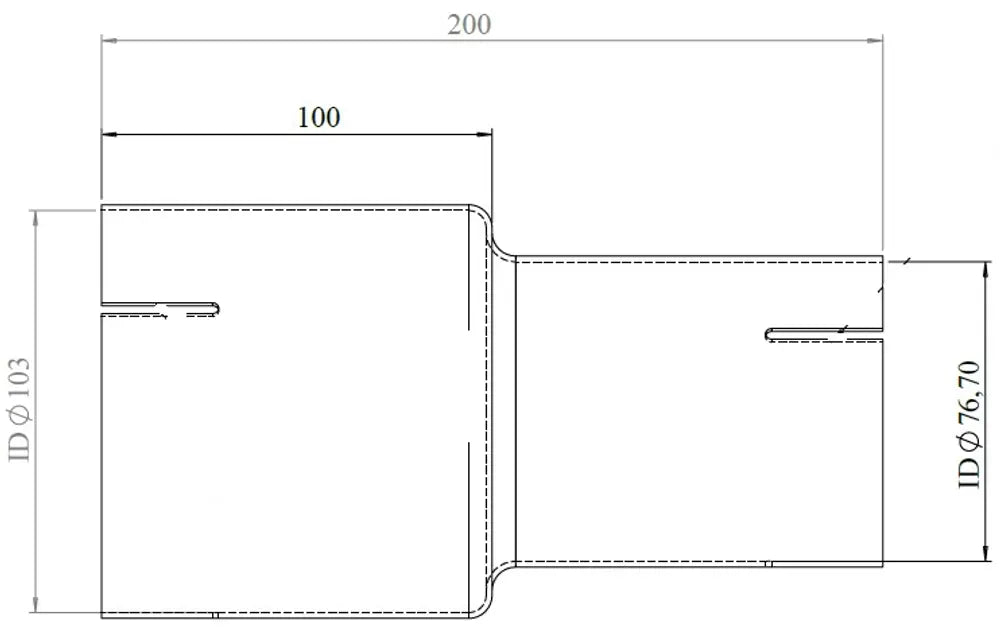 Adattatore per tubo ID/ID=76.7/103 L=200, ALU - 93777
