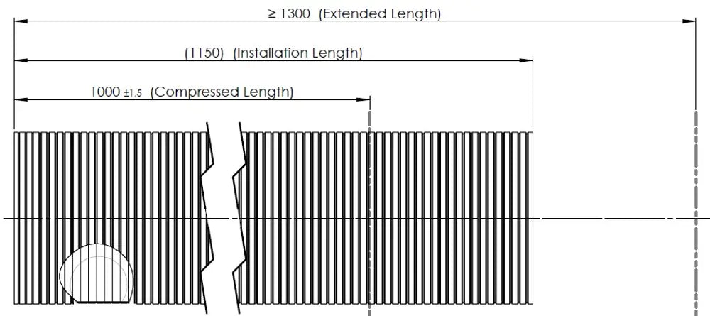 Tubo flessibile, D2S+, OD/ID=157.2/153.8 L=1000, ZINC - 94152