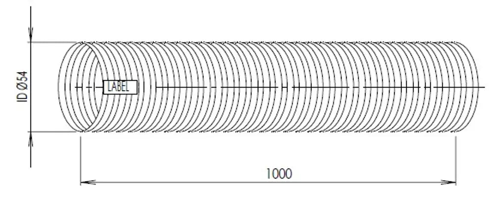 Tubo flessibile, D2S, OD/ID=58.5/54.5 L=1000, ZINC - 94154