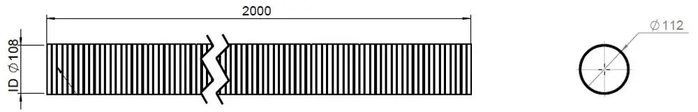 Tubo flessibile, D2S, OD/ID=112/108 L=2000, ZINC - 94208