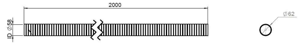 Tubo flessibile, D2S, OD/ID=62/58 L=2000, ZINC - 94257