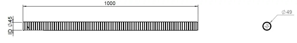 Tubo flessibile, D2S, OD/ID=49/45 L=1000, SS - 95144