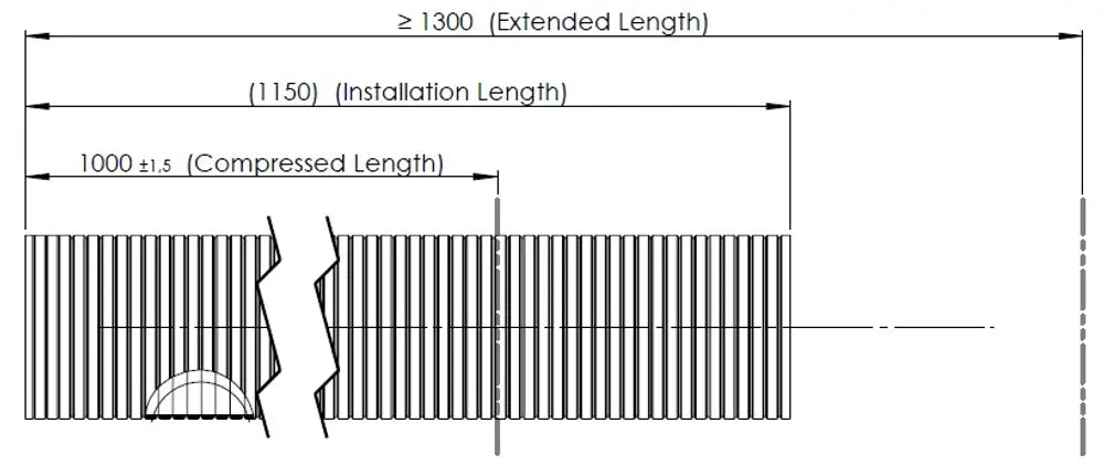 Tubo flessibile, D2S+, OD/ID=93.3/89.9 L=1000, SS - 95189