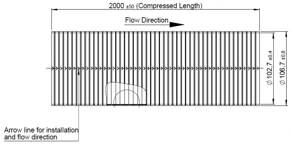 Flessibile Manicotto, D3S, OD/ID=106.7/102.7 L=2000, SS - 95218
