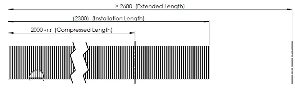 Tubo flessibile, D2S+, OD/ID=124.6/121.2 L=2000, SS - 95220
