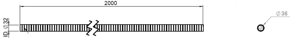 Tubo flessibile, D2S, OD/ID=36/32 L=2000, SS - 95232