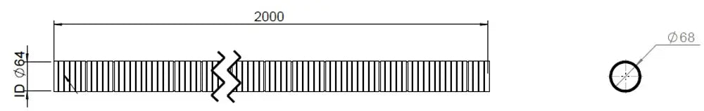 Tubo flessibile, D2S, OD/ID=68/64 L=2000, SS - 95264
