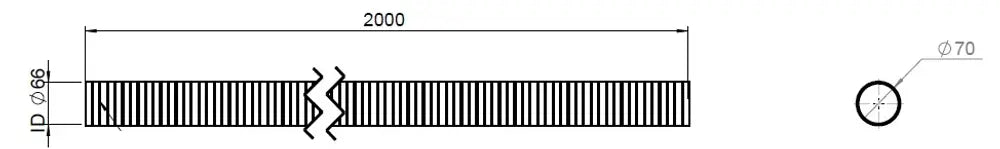 Tubo flessibile, D2S, OD/ID=70/66 L=2000, SS - 95265