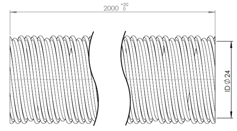 Tubo flessibile, AHE, ID=24 L=2000, SS - 95282