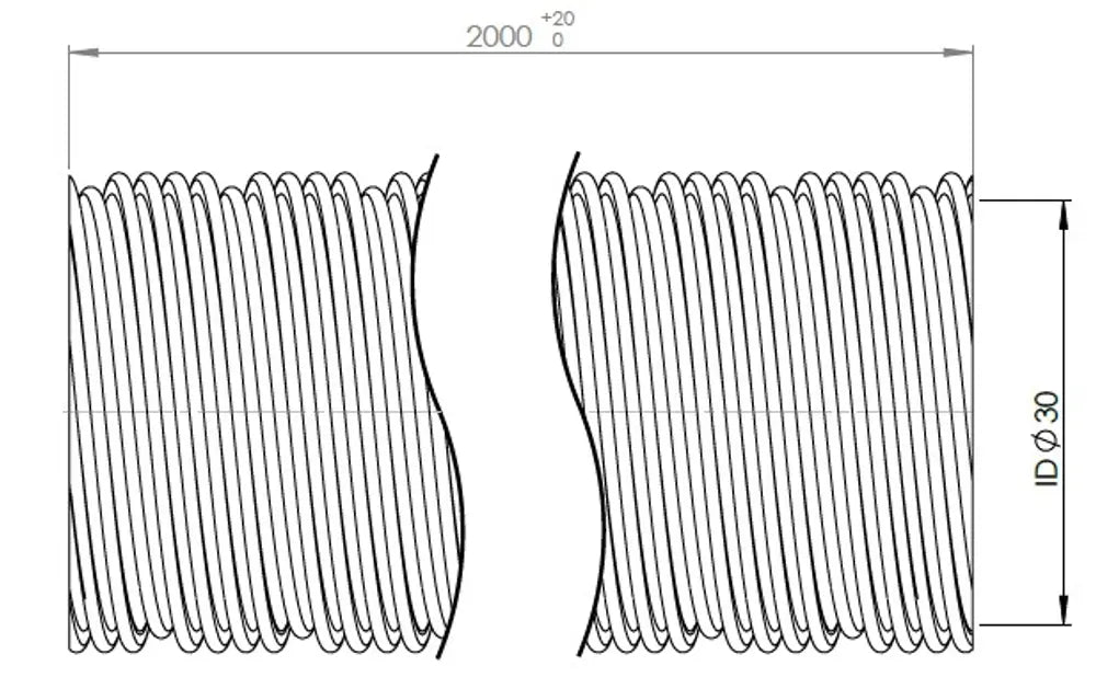 Tubo flessibile, AHE, ID=30 L=2000, SS - 95286