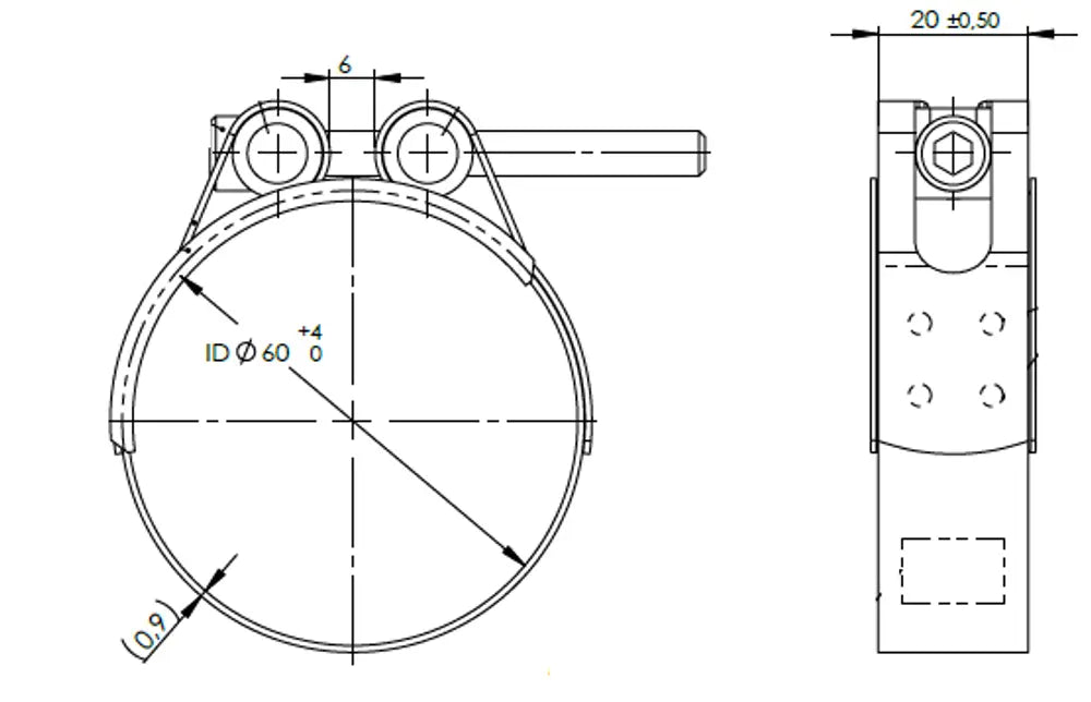 HoseFit Fascetta, Ø=59-63 / L=20 mm, INOX - 99160