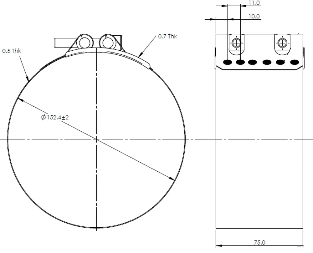Fascetta piatta ButtFit, Ø=152.4 / L=75 mm, INOX - 99554