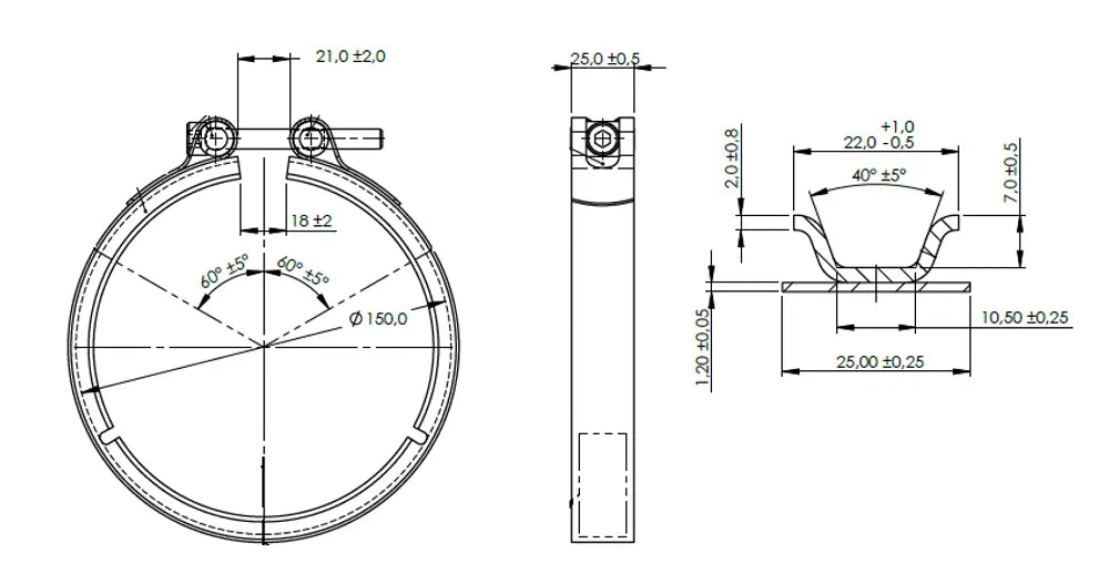 Fascetta a V Single Bolt, Ø=127 / L=25 mm, INOX - 99683