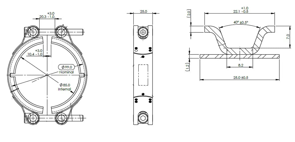 Fascetta a V, Double Bolt, Ø=76.1 / L=25 mm, INOX - 99684