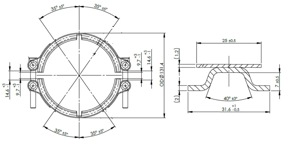 Fascetta a V, Double Bolt, Ø=101.6 / L=25 mm, INOX - 99686