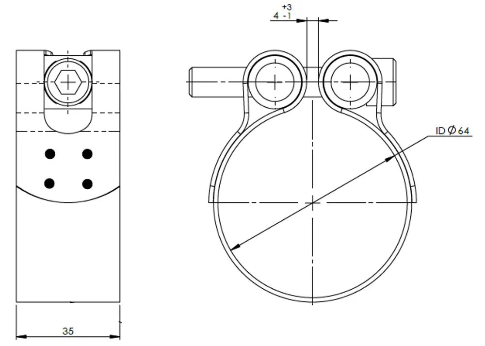 PipeFit Fascetta, Ø=63.5 / L=35 mm, INOX - 99802