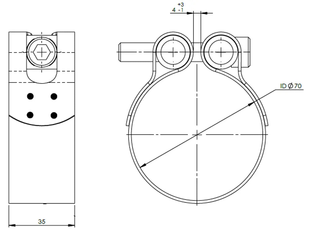 PipeFit Fascetta, Ø=69.9 / L=35 mm, INOX - 99803