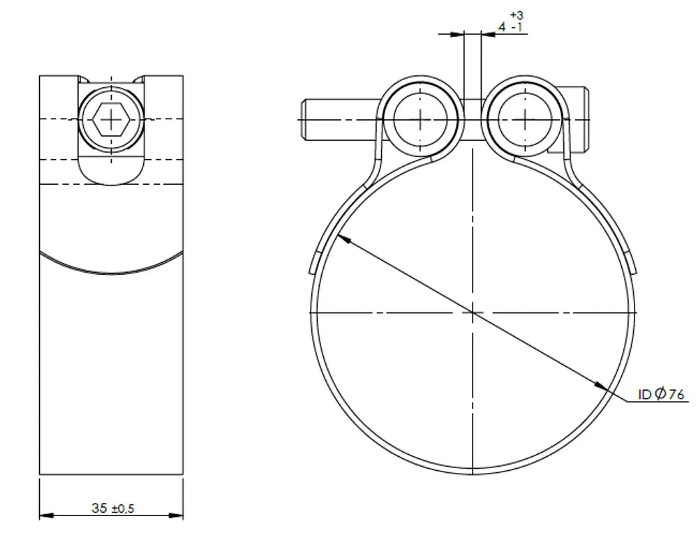 PipeFit Fascetta, Ø=76.2 / L=35 mm, INOX - 99804