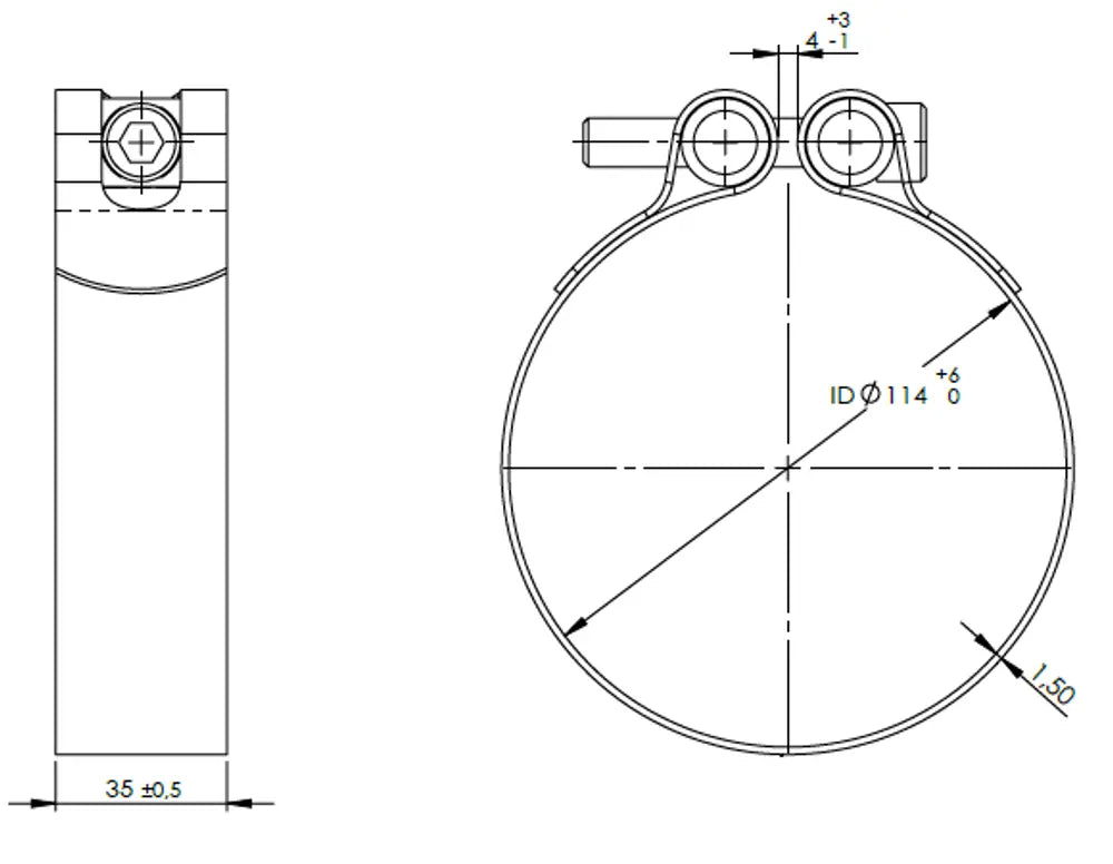 PipeFit Fascetta, Ø=114.3 / L=35 mm, INOX - 99809